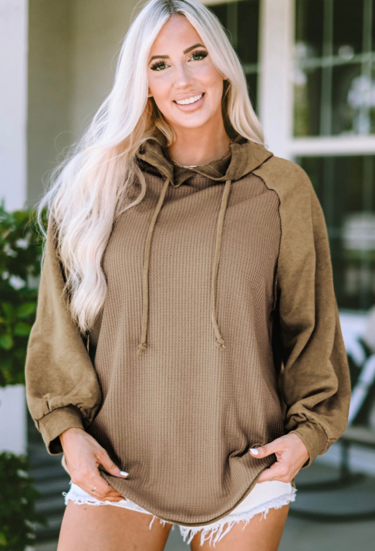 Khaki waffled hoodie